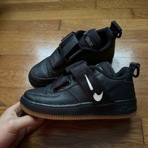 Womens Black Nike Air Force Ones Utility ‘Black White Gum’